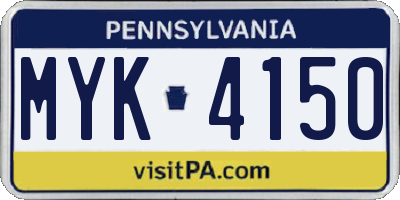 PA license plate MYK4150