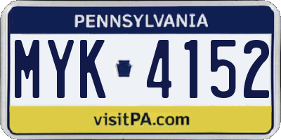 PA license plate MYK4152