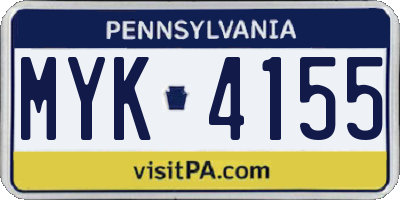 PA license plate MYK4155