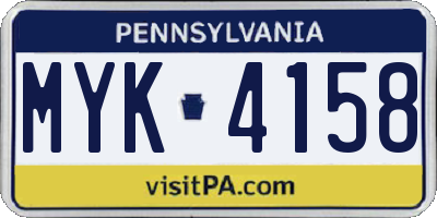 PA license plate MYK4158
