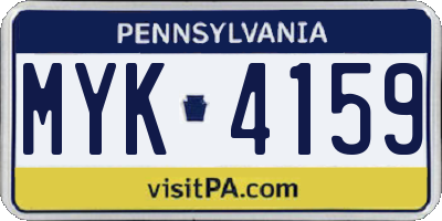 PA license plate MYK4159