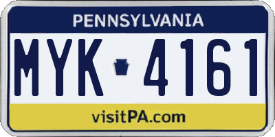 PA license plate MYK4161