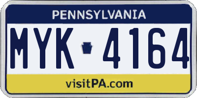PA license plate MYK4164