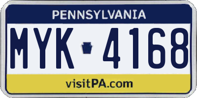 PA license plate MYK4168