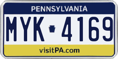 PA license plate MYK4169