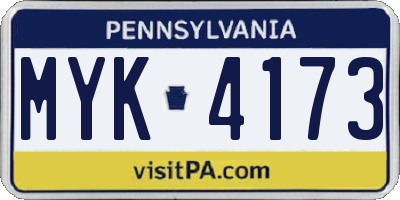 PA license plate MYK4173