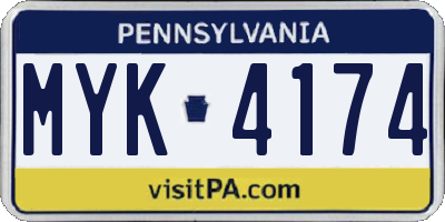 PA license plate MYK4174