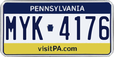 PA license plate MYK4176