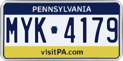 PA license plate MYK4179