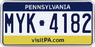 PA license plate MYK4182