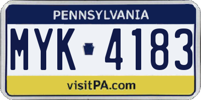 PA license plate MYK4183