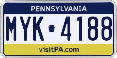 PA license plate MYK4188