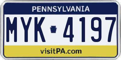 PA license plate MYK4197