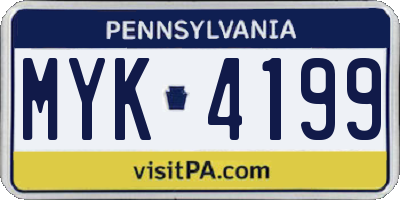 PA license plate MYK4199