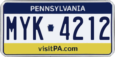PA license plate MYK4212