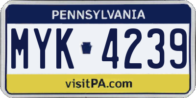PA license plate MYK4239