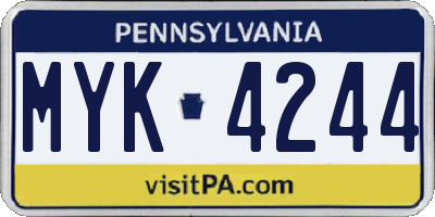 PA license plate MYK4244