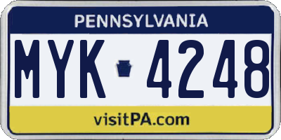 PA license plate MYK4248