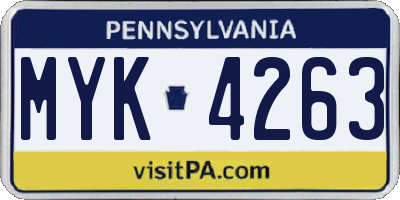 PA license plate MYK4263