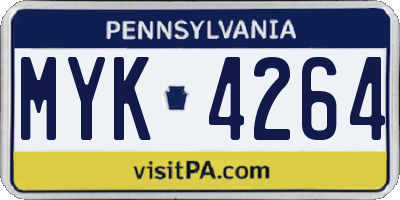 PA license plate MYK4264