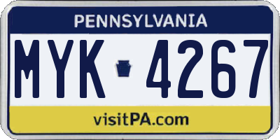 PA license plate MYK4267