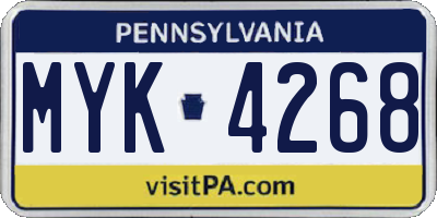 PA license plate MYK4268