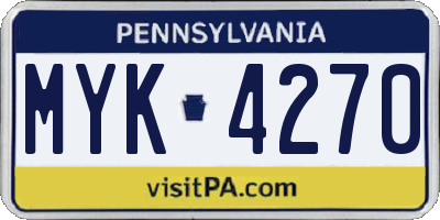 PA license plate MYK4270