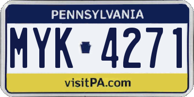PA license plate MYK4271
