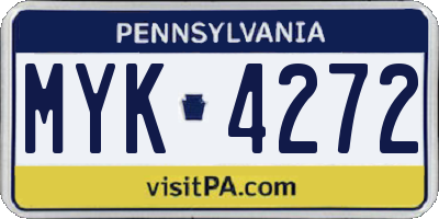 PA license plate MYK4272