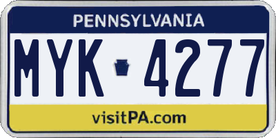 PA license plate MYK4277