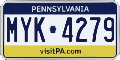 PA license plate MYK4279