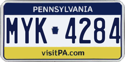 PA license plate MYK4284