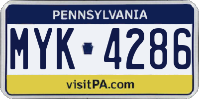 PA license plate MYK4286
