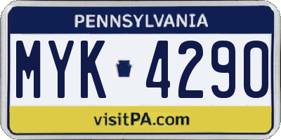 PA license plate MYK4290