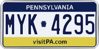PA license plate MYK4295