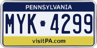 PA license plate MYK4299