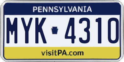 PA license plate MYK4310