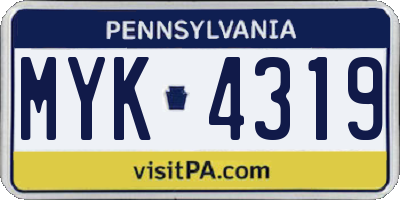 PA license plate MYK4319