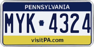 PA license plate MYK4324