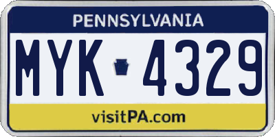 PA license plate MYK4329