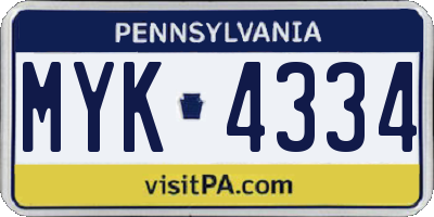 PA license plate MYK4334
