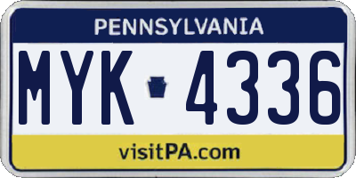 PA license plate MYK4336