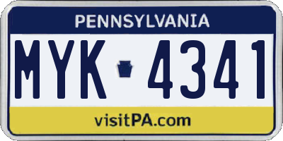 PA license plate MYK4341