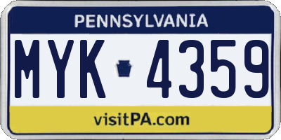 PA license plate MYK4359