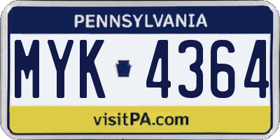 PA license plate MYK4364