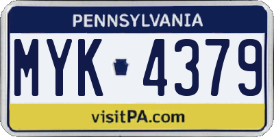 PA license plate MYK4379
