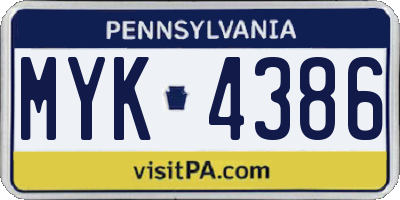 PA license plate MYK4386