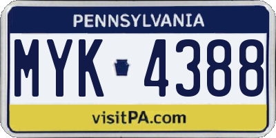 PA license plate MYK4388