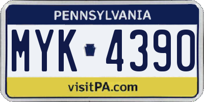 PA license plate MYK4390