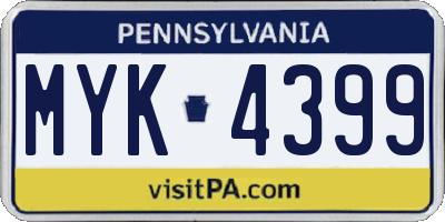 PA license plate MYK4399